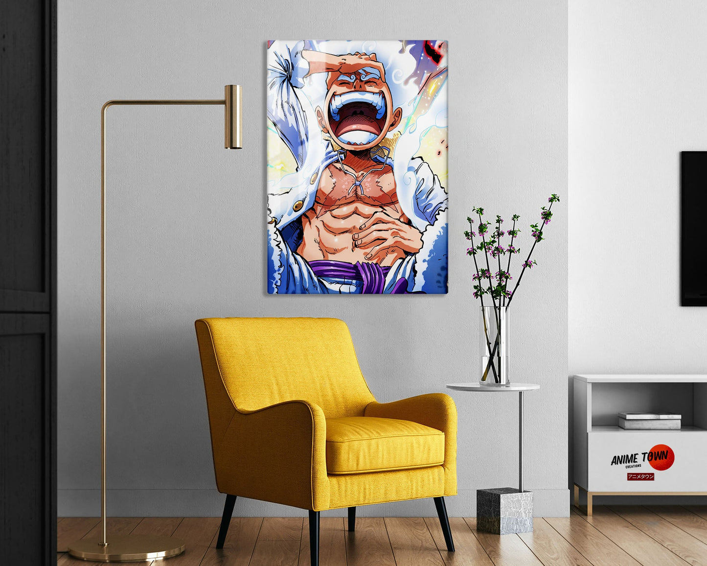 Anime Town Creations Metal Poster One Piece Luffy Gear 5 Awakening 5" x 7" Home Goods - Anime One Piece Metal Poster