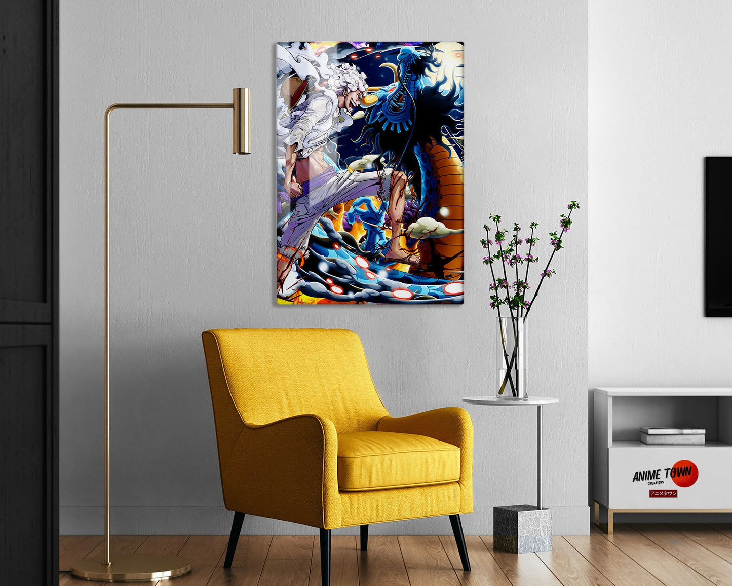 Anime Town Creations Metal Poster One Piece Luffy Gear 5 vs Kaido 5" x 7" Home Goods - Anime One Piece Metal Poster
