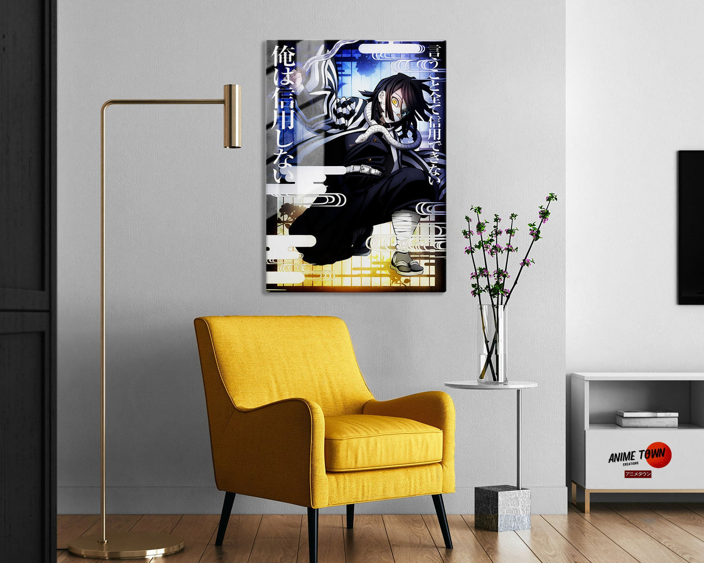 Anime Town Creations Metal Poster Demon Slayer Obanai Iguro Feature 5" x 7" Home Goods - Anime Demon Slayer Metal Poster