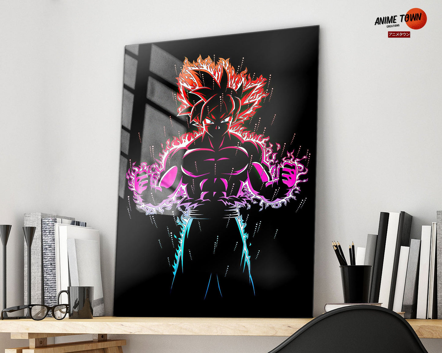 Anime Town Creations Metal Poster Black Minimalist Goku 16" x 24" Home Goods - Anime Dragon Ball Metal Poster