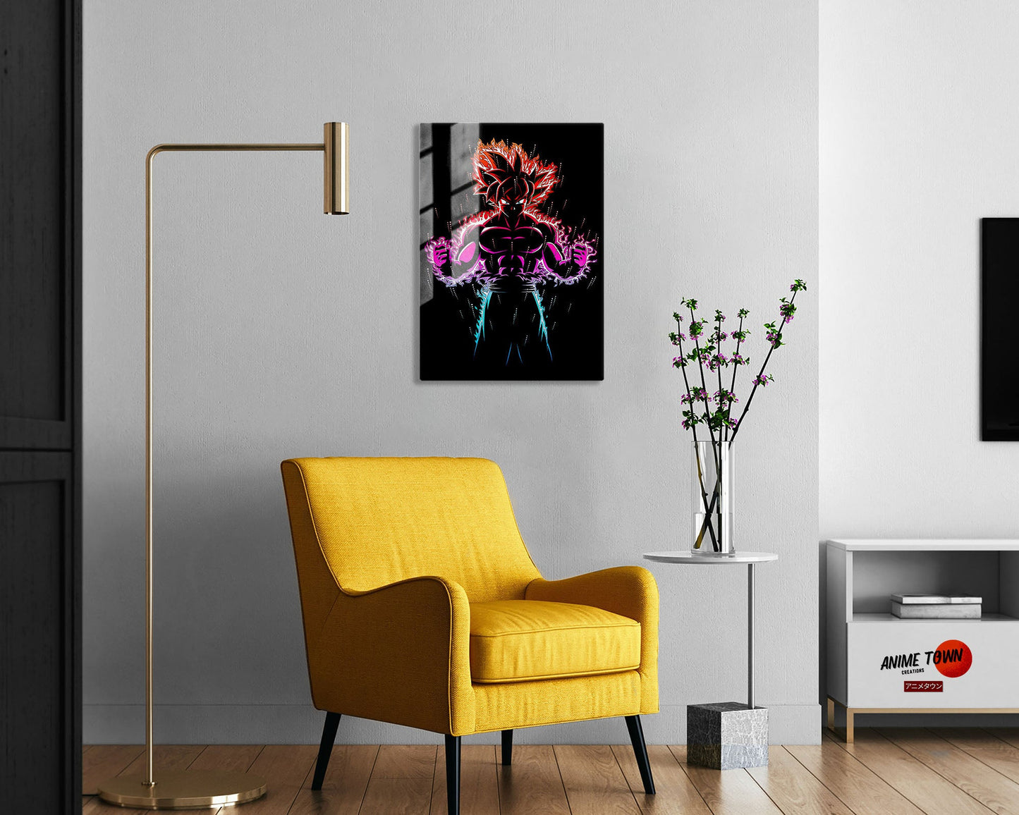 Anime Town Creations Metal Poster Black Minimalist Goku 5" x 7" Home Goods - Anime Dragon Ball Metal Poster