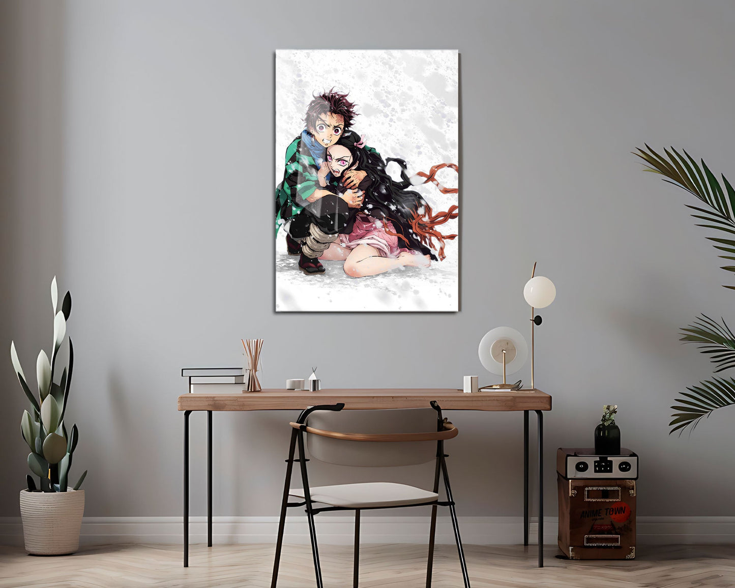 Anime Town Creations Metal Poster Demon Slayer Tanjiro Nezuko Snowstorm 24" x 36" Home Goods - Anime Demon Slayer Metal Poster