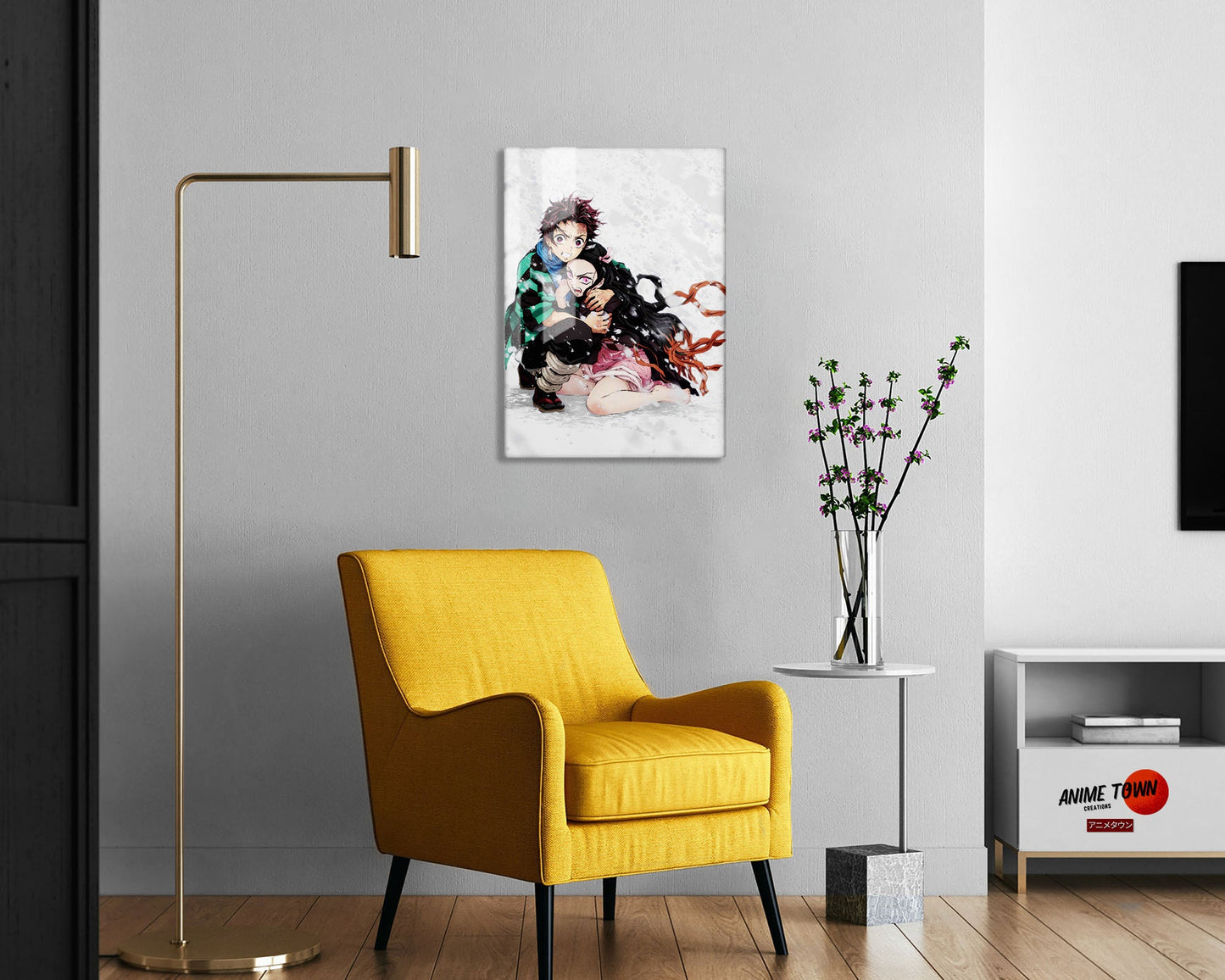 Anime Town Creations Metal Poster Demon Slayer Tanjiro Nezuko Snowstorm 5" x 7" Home Goods - Anime Demon Slayer Metal Poster