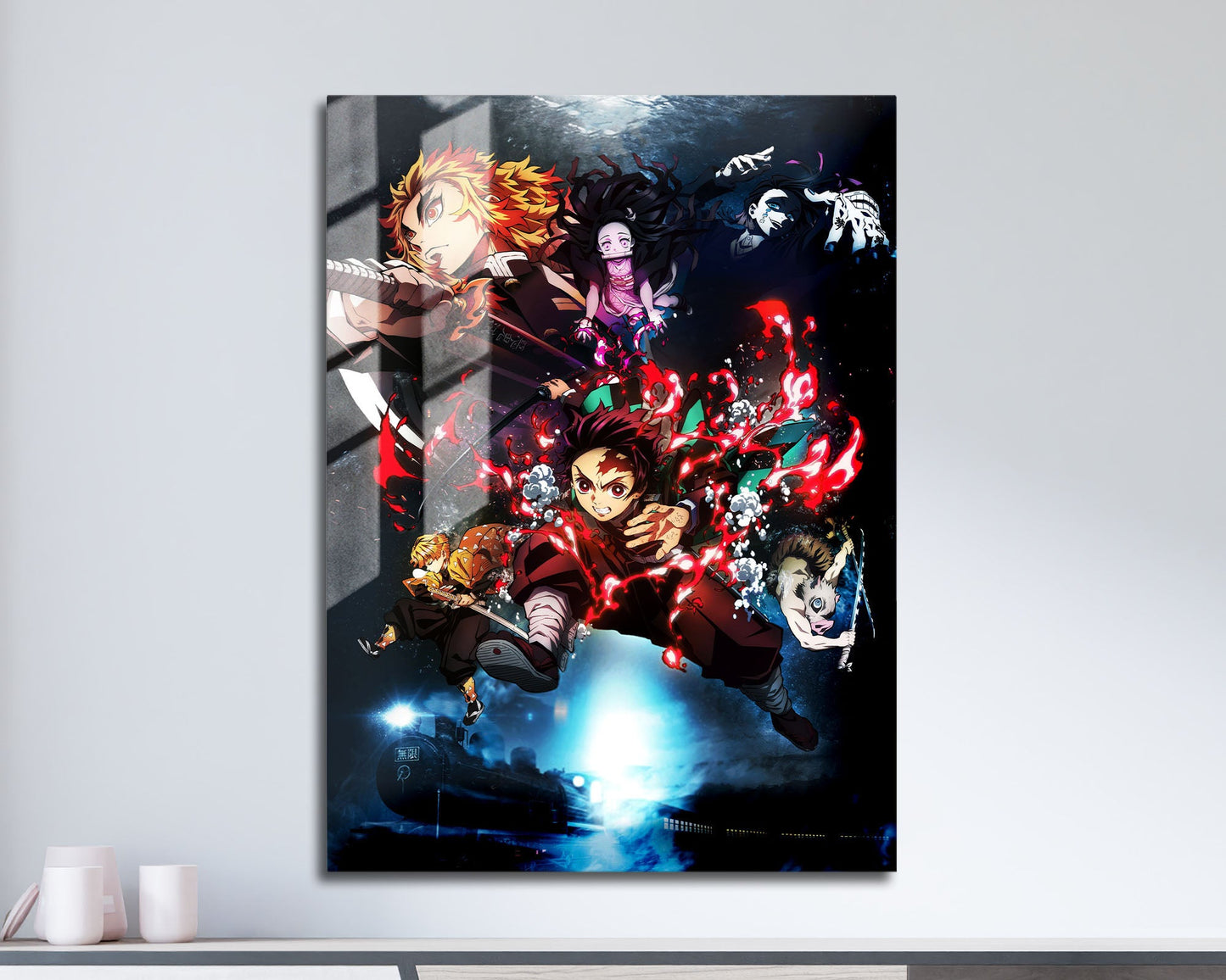 Anime Town Creations Metal Poster Demon Slayer Mugen Train Textless 11" x 17" Home Goods - Anime Demon Slayer Metal Poster