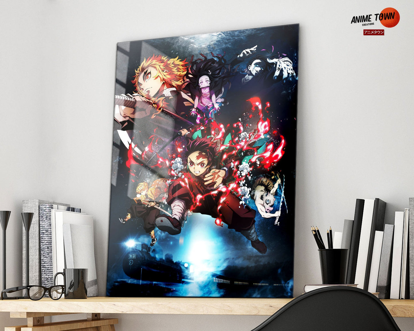 Anime Town Creations Metal Poster Demon Slayer Mugen Train Textless 16" x 24" Home Goods - Anime Demon Slayer Metal Poster