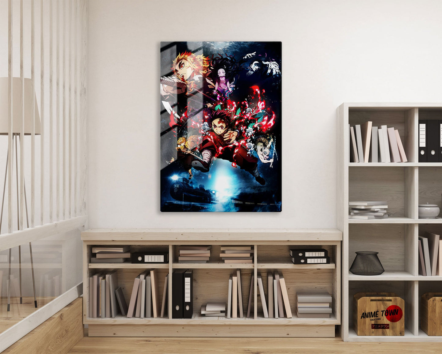 Anime Town Creations Metal Poster Demon Slayer Mugen Train Textless 16" x 24" Home Goods - Anime Demon Slayer Metal Poster