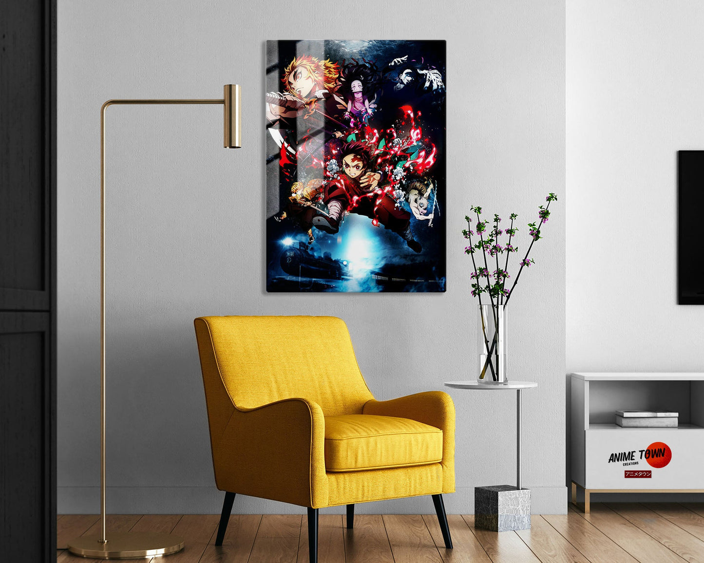 Anime Town Creations Metal Poster Demon Slayer Mugen Train Textless 5" x 7" Home Goods - Anime Demon Slayer Metal Poster