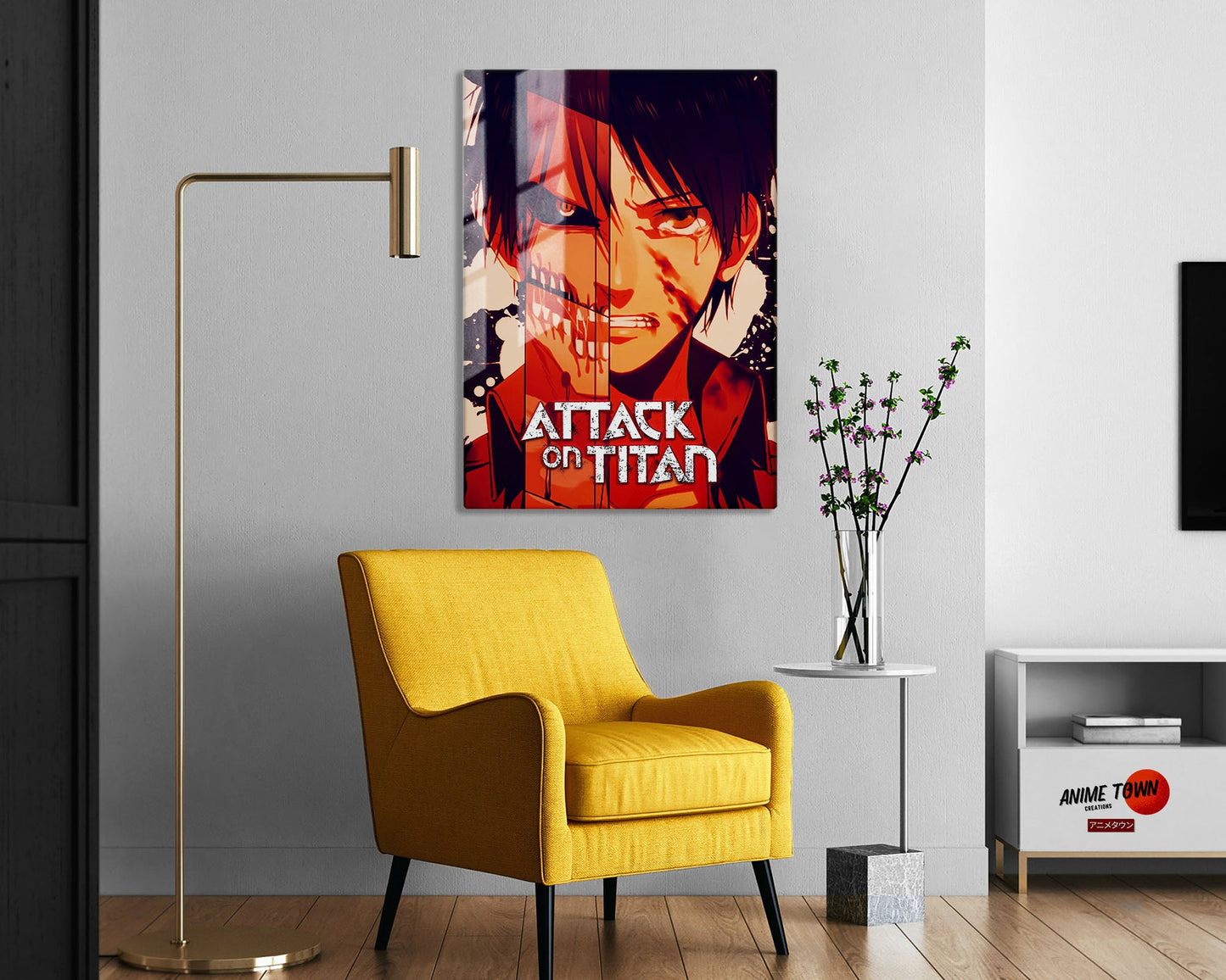 Anime Town Creations Metal Poster Attack on Titan Eren Split 5" x 7" Home Goods - Anime Attack on Titan Metal Poster