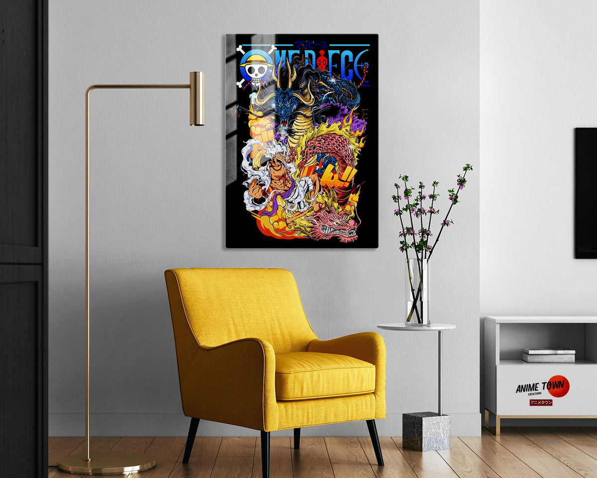 Anime Town Creations Metal Poster One Piece Luffy Gear 5 Kaido Ultra 5" x 7" Home Goods - Anime One Piece Metal Poster