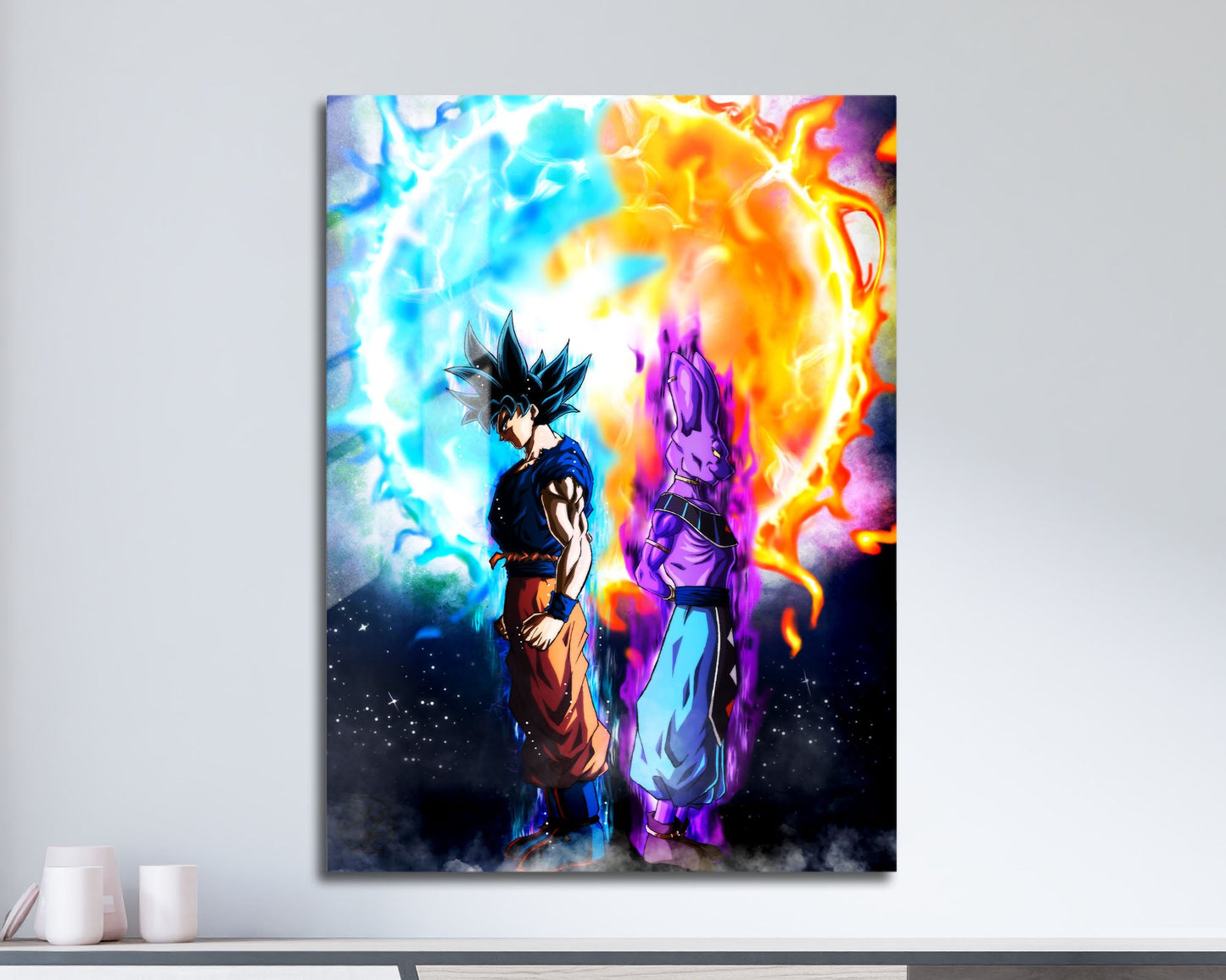 Anime Town Creations Metal Poster Dragon Ball Goku Beerus Flare 11" x 17" Home Goods - Anime Dragon Ball Metal Poster
