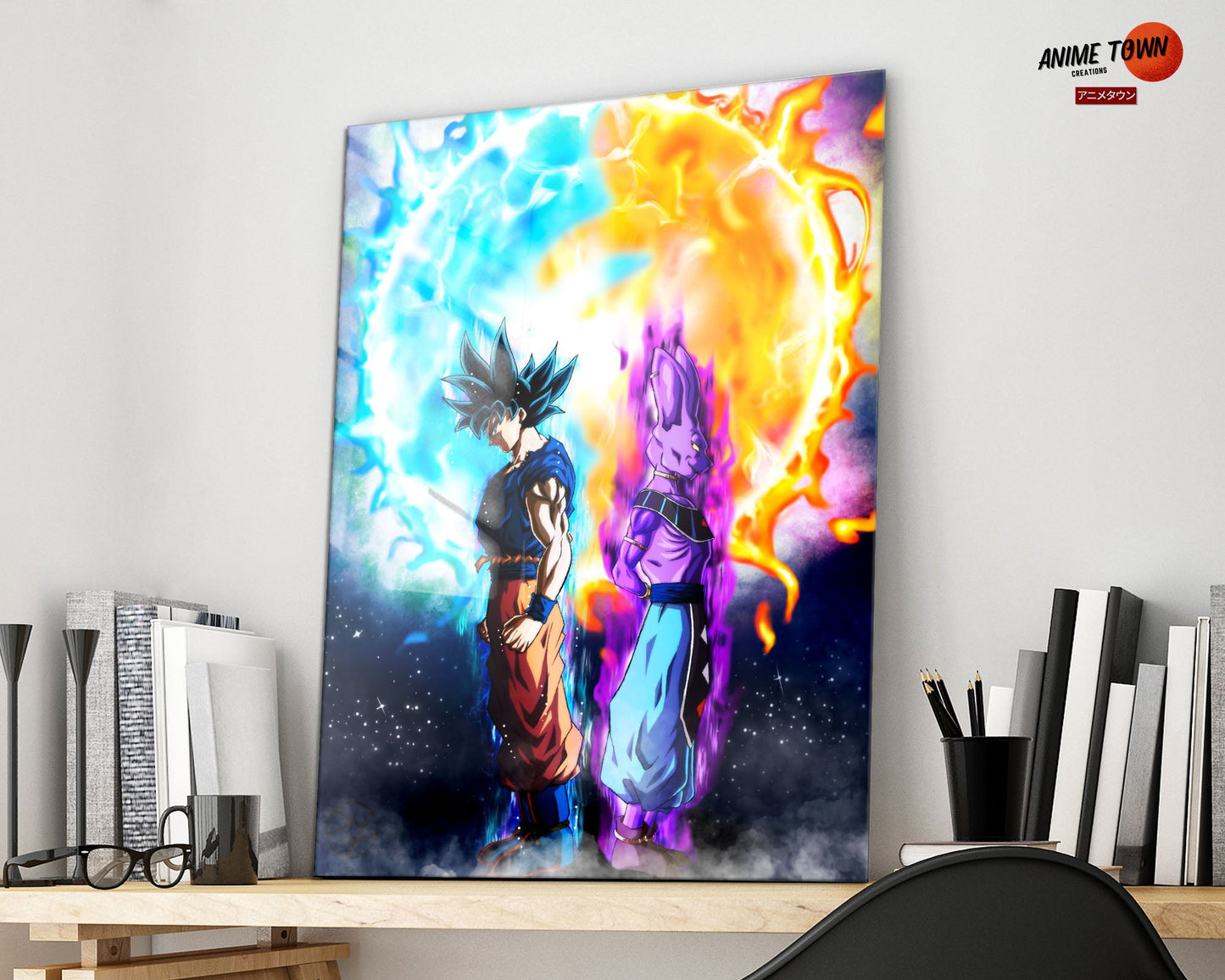Anime Town Creations Metal Poster Dragon Ball Goku Beerus Flare 11" x 17" Home Goods - Anime Dragon Ball Metal Poster