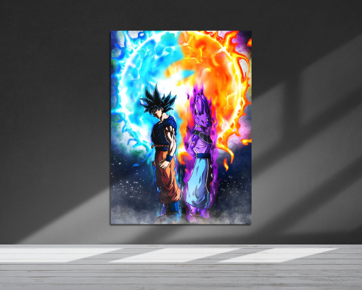 Anime Town Creations Metal Poster Dragon Ball Goku Beerus Flare 24" x 36" Home Goods - Anime Dragon Ball Metal Poster
