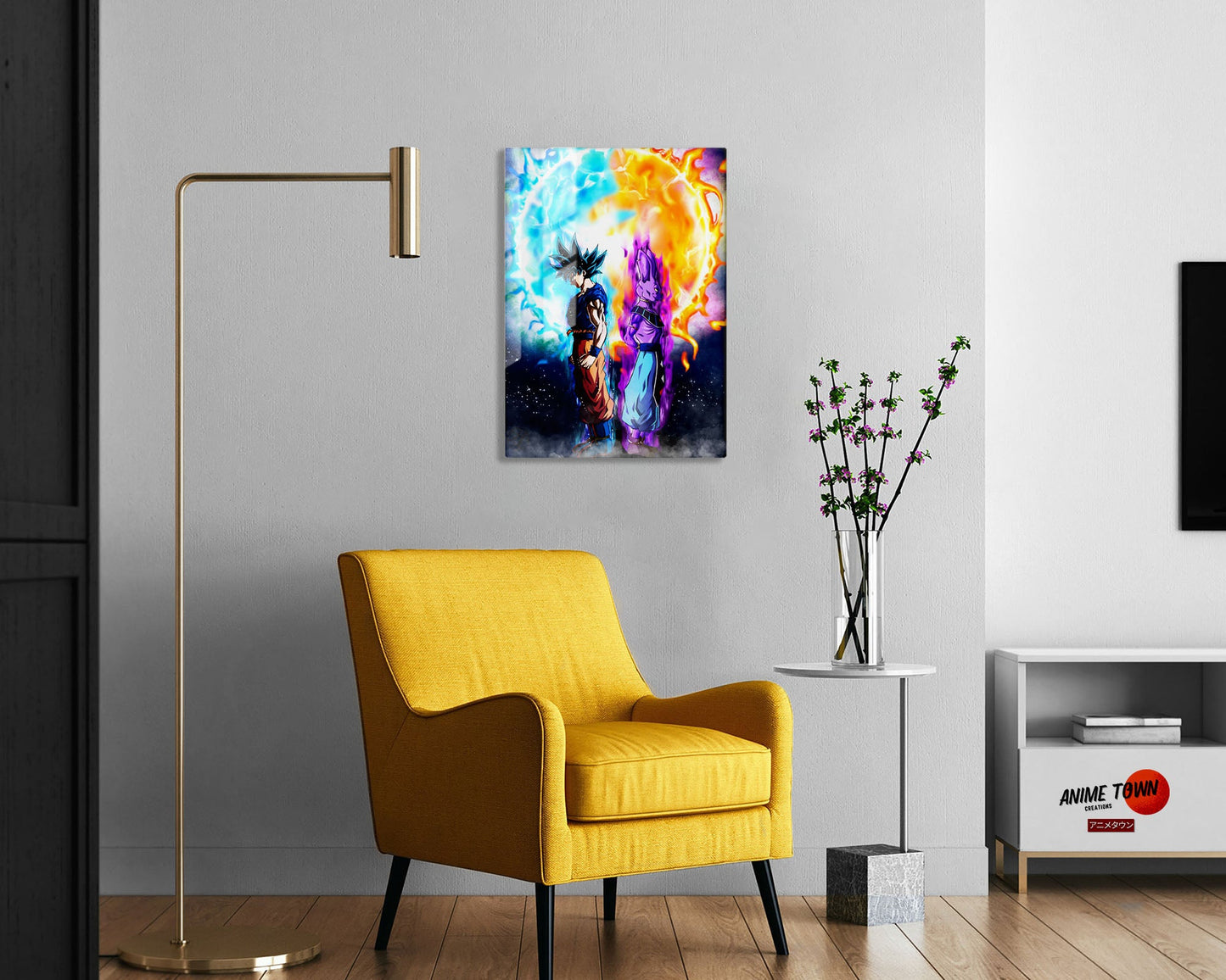Anime Town Creations Metal Poster Dragon Ball Goku Beerus Flare 5" x 7" Home Goods - Anime Dragon Ball Metal Poster