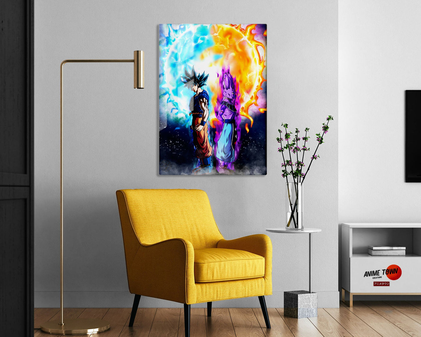 Anime Town Creations Metal Poster Dragon Ball Goku Beerus Flare 5" x 7" Home Goods - Anime Dragon Ball Metal Poster