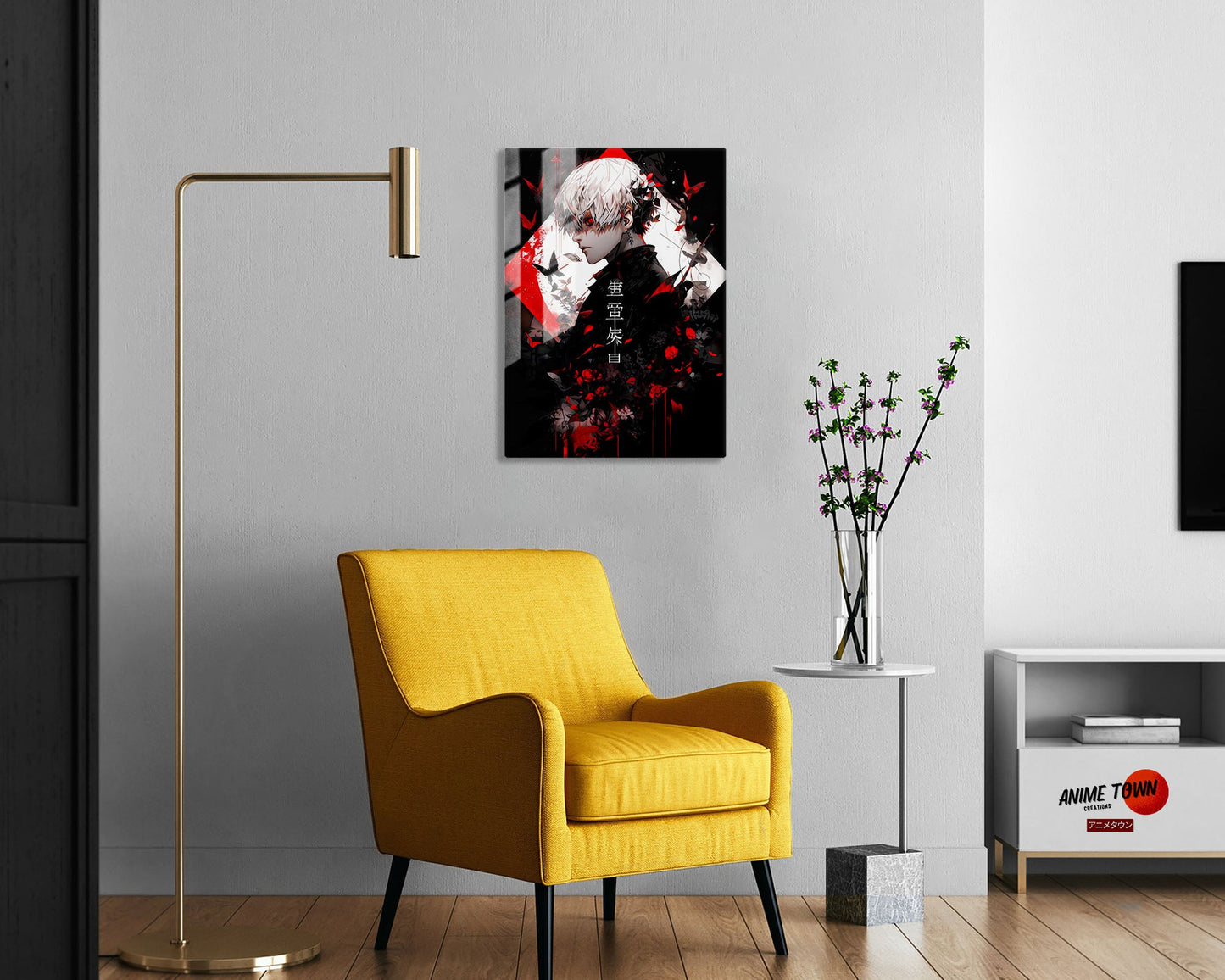 Anime Town Creations Metal Poster Tokyo Ghoul Ken Kaneki Red 5" x 7" Home Goods - Anime Tokyo Ghoul Metal Poster