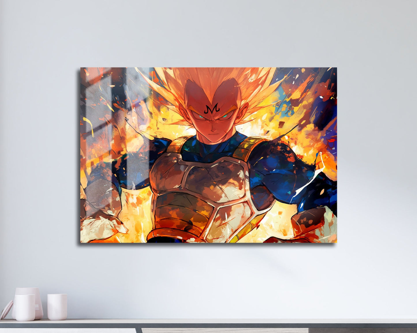 Anime Town Creations Metal Poster Landscape Dragon Ball Artistic Majin Vegeta 17" x 11" Home Goods - Anime Dragon Ball Metal Poster