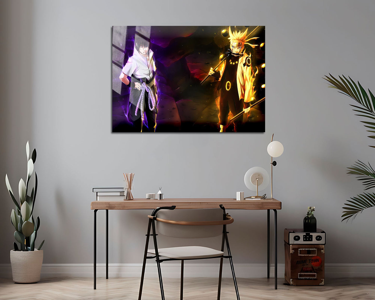 Anime Town Creations Metal Poster Landscape Naruto x Sasuke Six Paths Sage Mode 7" x 5" Home Goods - Anime Naruto Metal Poster
