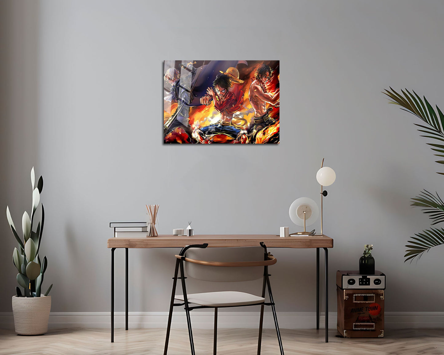 Anime Town Creations Metal Poster Landscape One Piece Luffy Flames 7" x 5" Home Goods - Anime One Piece Metal Poster