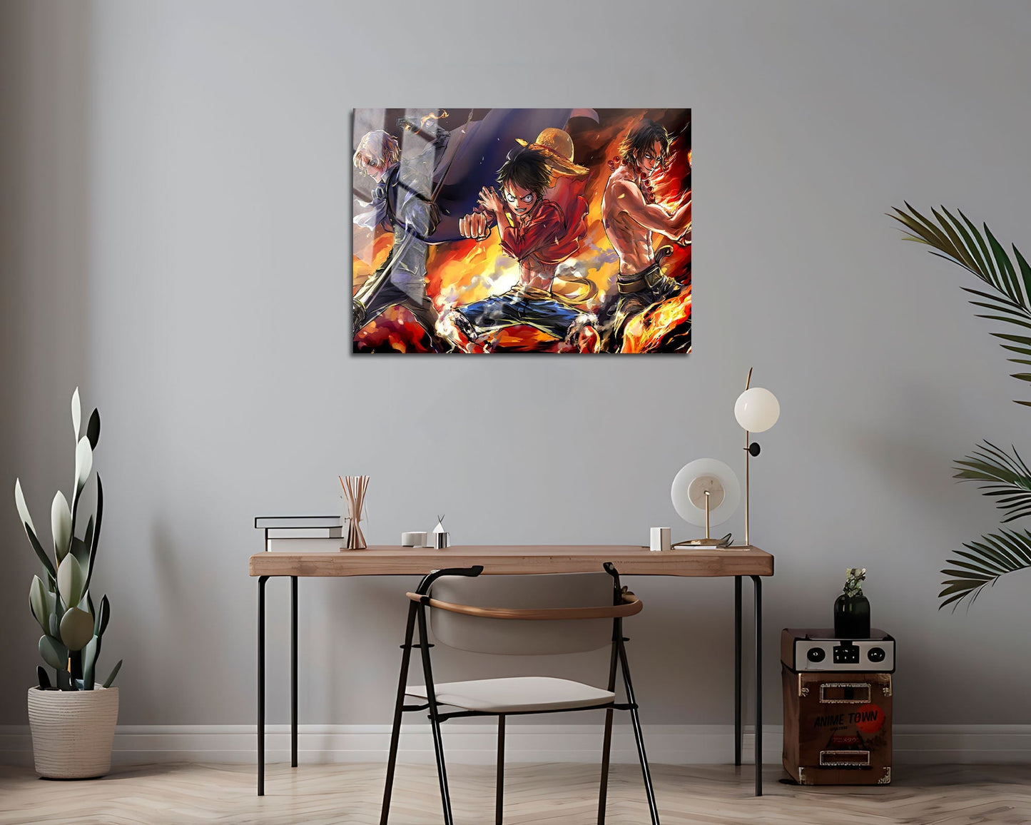One Piece Luffy Flames Metal Poster