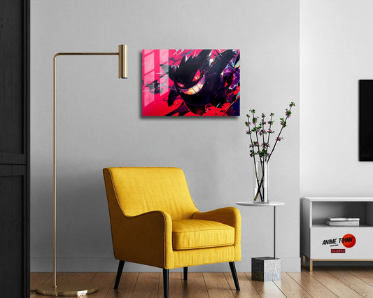 Anime Town Creations Metal Poster Landscape Pokemon Gengar Flames 17" x 11" Home Goods - Anime Pokemon Metal Poster