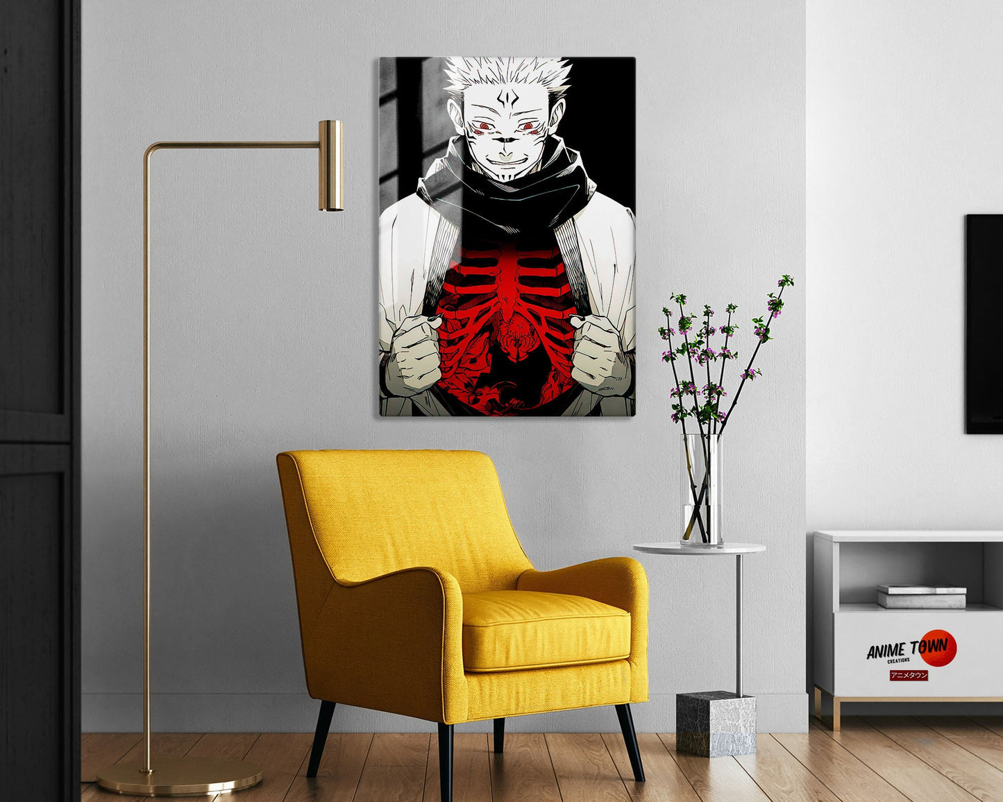 Anime Town Creations Metal Poster Jujutsu Kaisen Sukuna Heart 5" x 7" Home Goods - Anime Jujutsu Kaisen Metal Poster