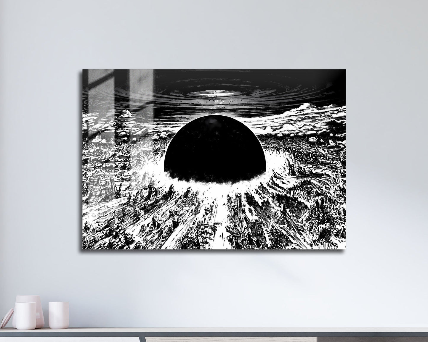 Anime Town Creations Metal Poster Landscape Akira Neo Tokyo Explosion 17" x 11" Home Goods - Anime Akira Metal Poster