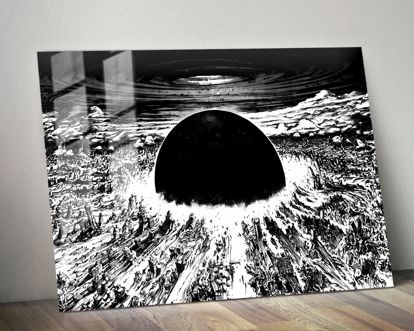 Anime Town Creations Metal Poster Landscape Akira Neo Tokyo Explosion 36" x 24" Home Goods - Anime Akira Metal Poster