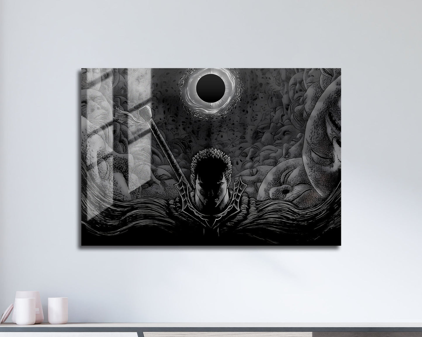 Anime Town Creations Metal Poster Landscape Beserk Black and White 17" x 11" Home Goods - Anime Berserk Metal Poster