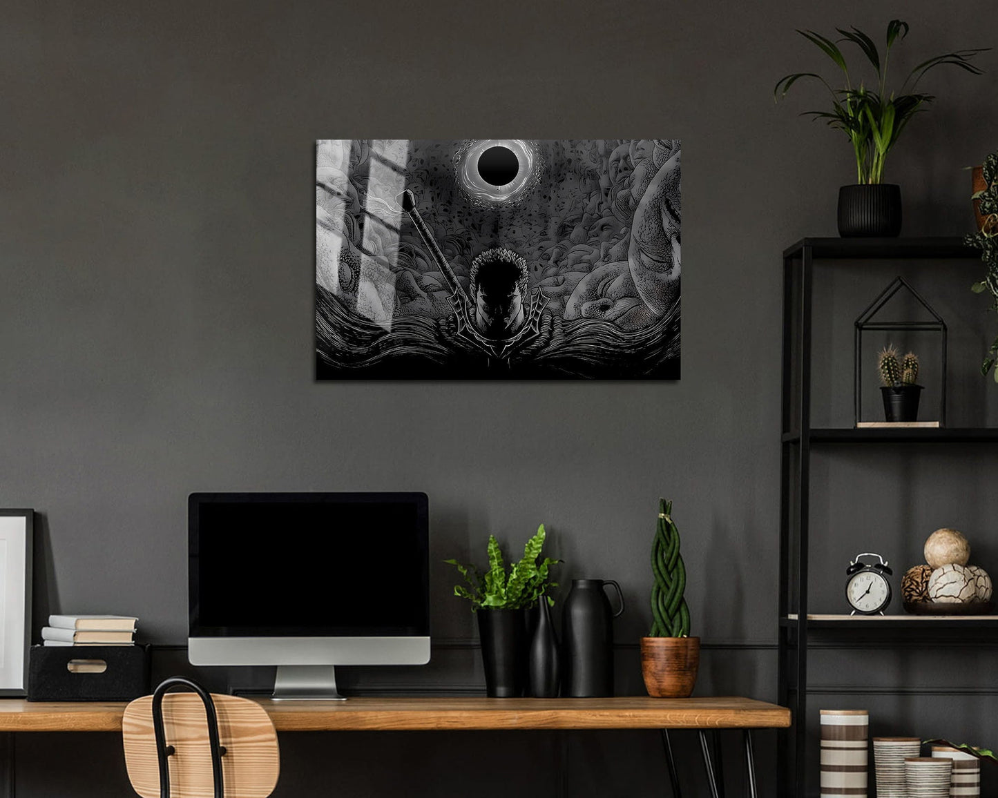 Anime Town Creations Metal Poster Landscape Beserk Black and White 24" x 16" Home Goods - Anime Berserk Metal Poster