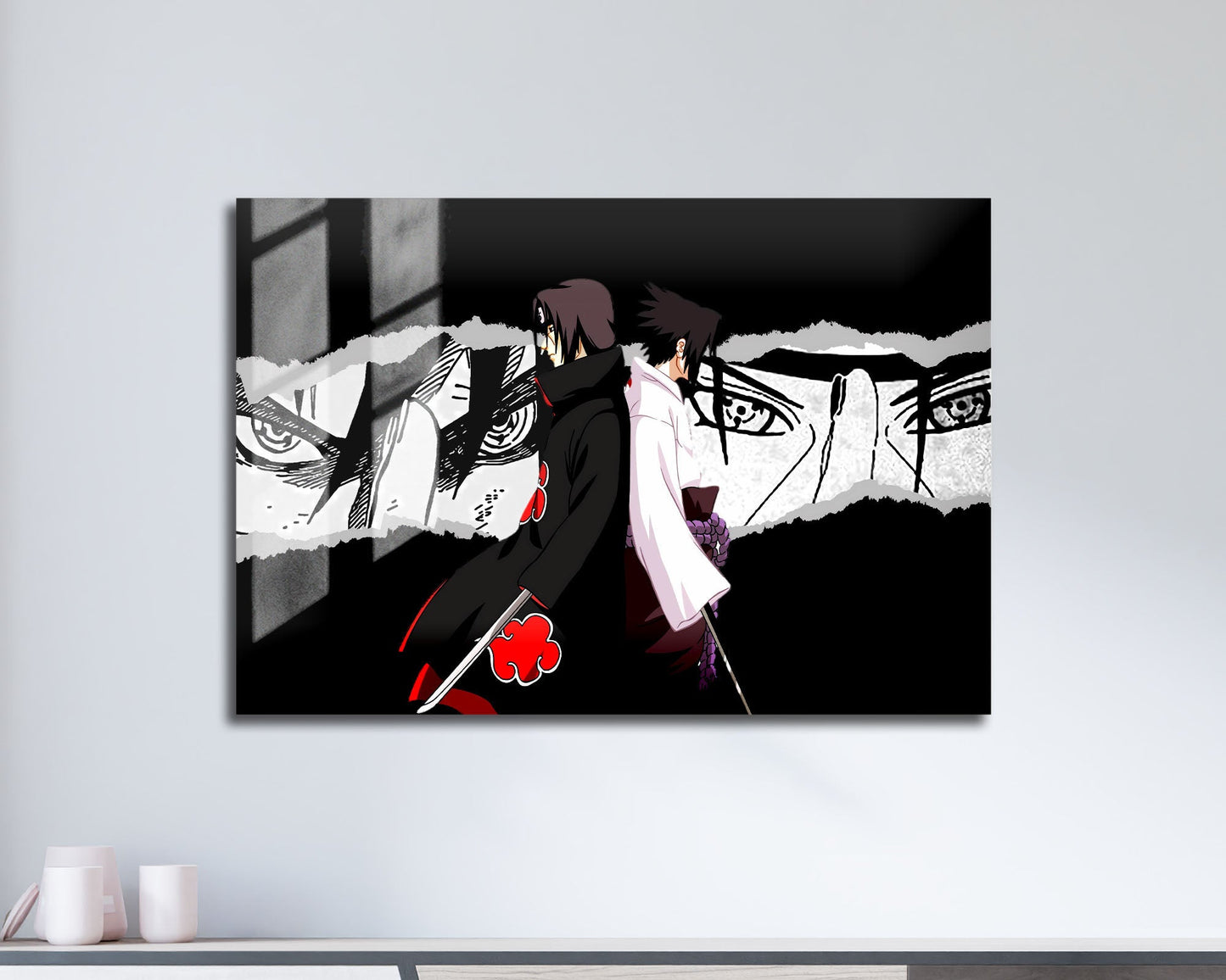 Anime Town Creations Metal Poster Landscape Itachi Sasuke Brothers 17" x 11" Home Goods - Anime Naruto Metal Poster