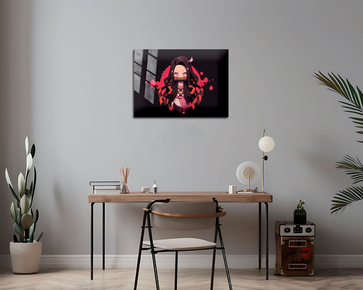 Anime Town Creations Metal Poster Landscape Demon Slayer Nezuko Kamado Chibi 14" x 11" Home Goods - Anime Demon Slayer Metal Poster
