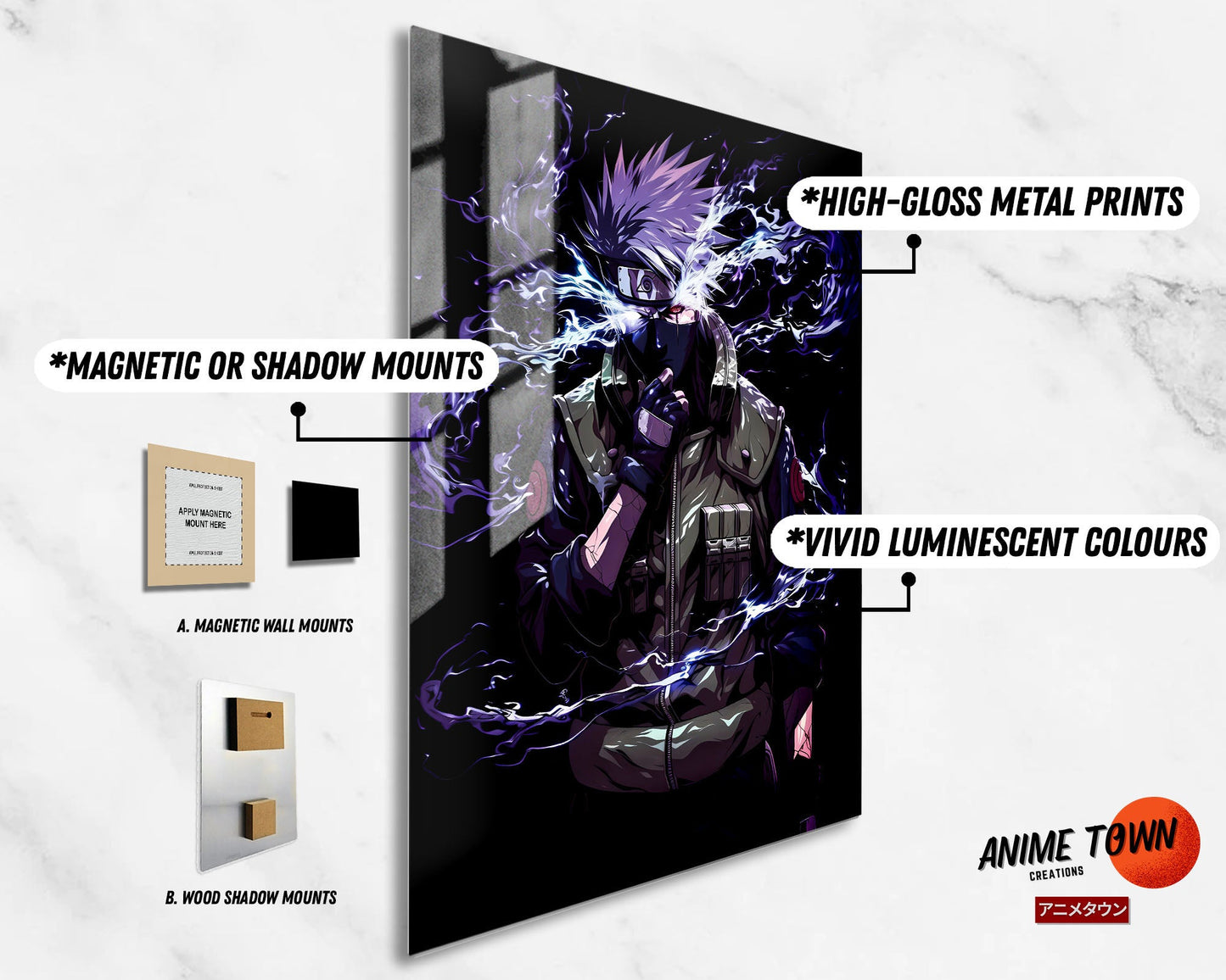 Anime Town Creations Metal Poster Kakashi Hatake Portrait 11" x 17" Home Goods - Anime Naruto Metal Poster