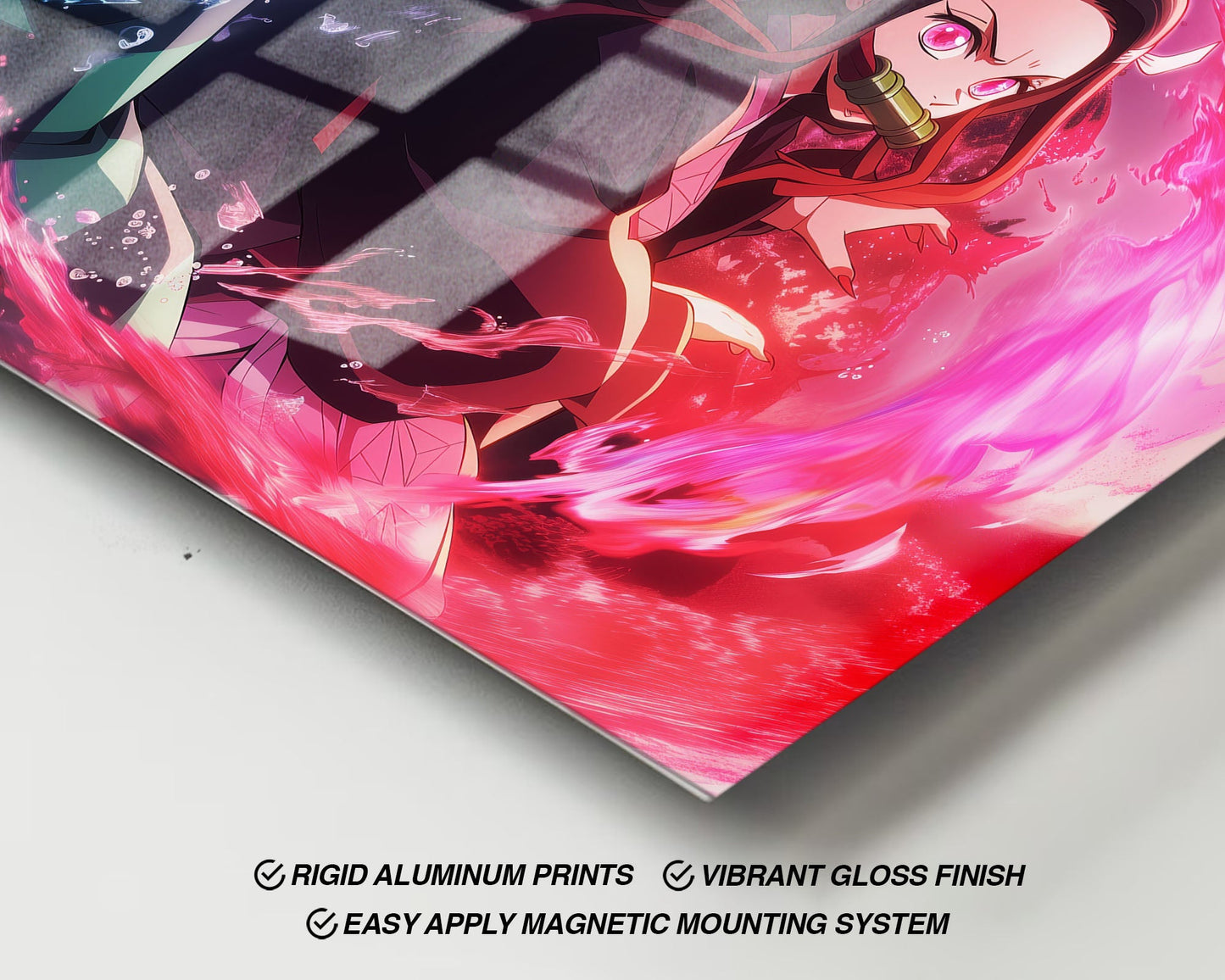 Anime Town Creations Metal Poster Landscape Demon Slayer Tanjiro Nezuko Flames 36" x 24" Home Goods - Anime Demon Slayer Metal Poster