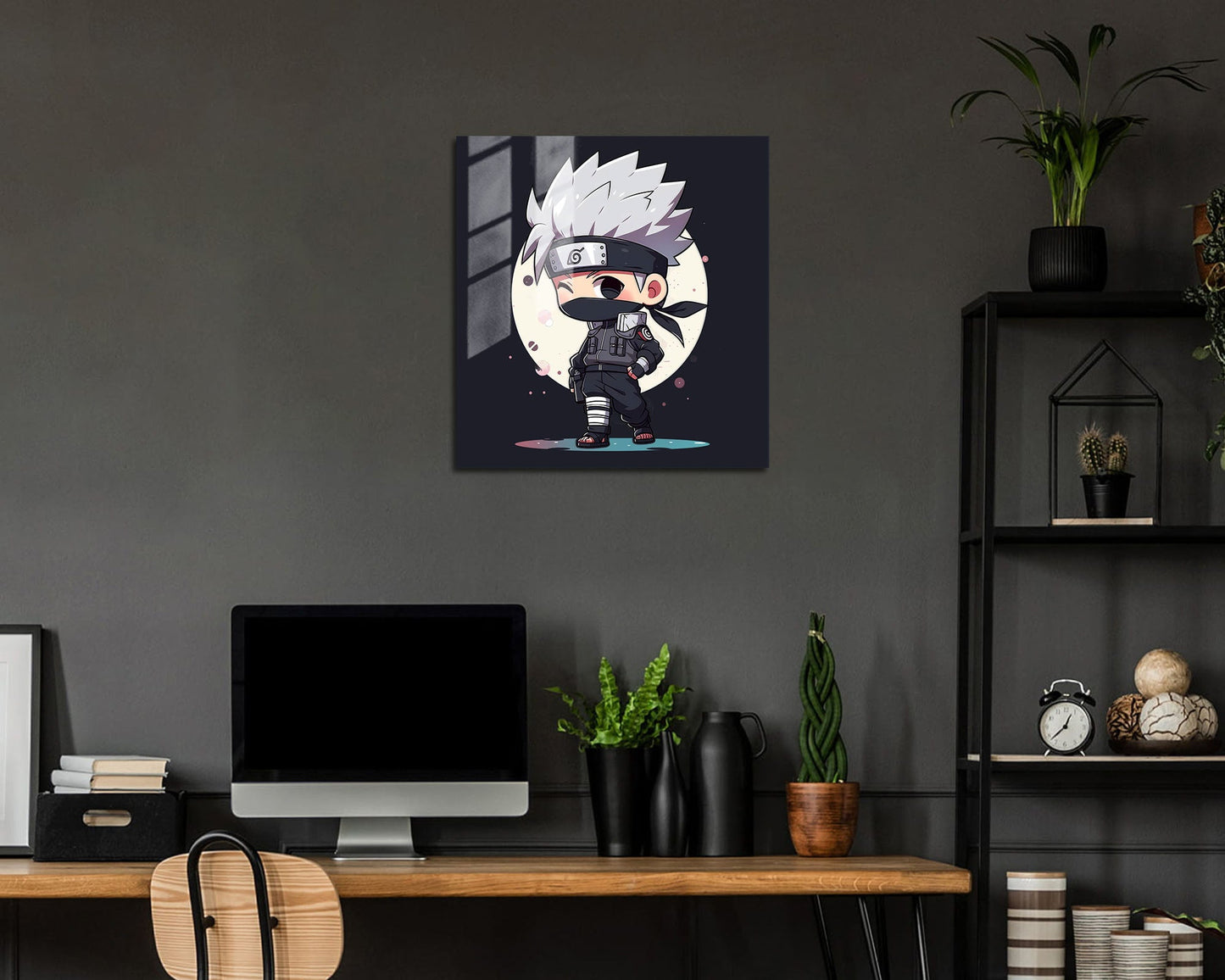 Anime Town Creations Metal Poster Square Chibi Kakashi 10" x 10" Home Goods - Anime Naruto Metal Poster