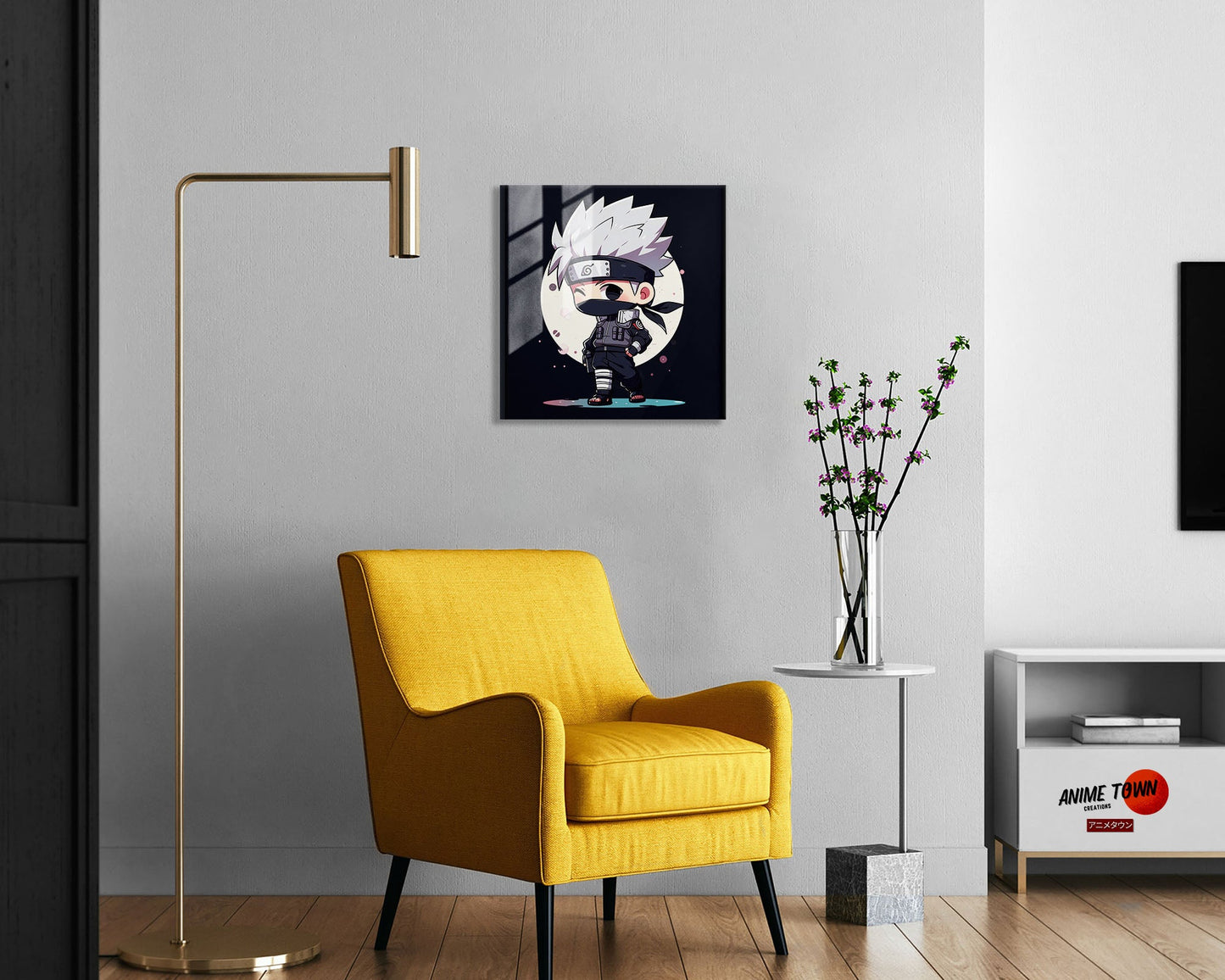 Anime Town Creations Metal Poster Square Chibi Kakashi 10" x 10" Home Goods - Anime Naruto Metal Poster