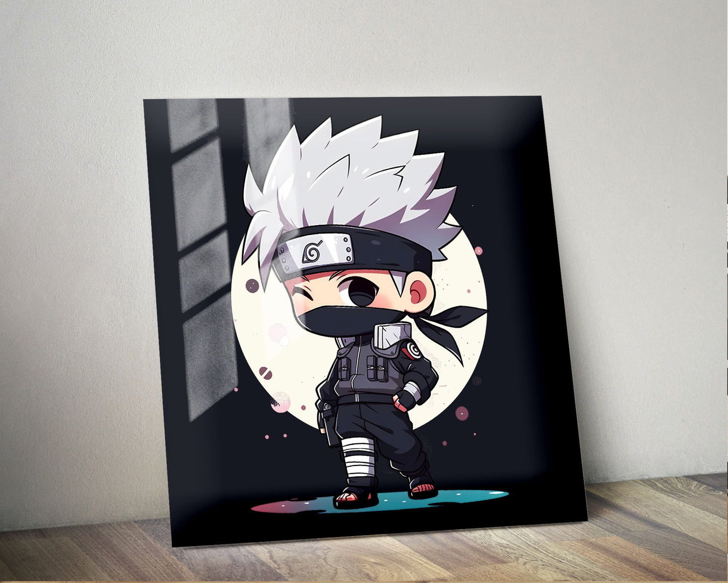 Anime Town Creations Metal Poster Square Chibi Kakashi 10" x 10" Home Goods - Anime Naruto Metal Poster