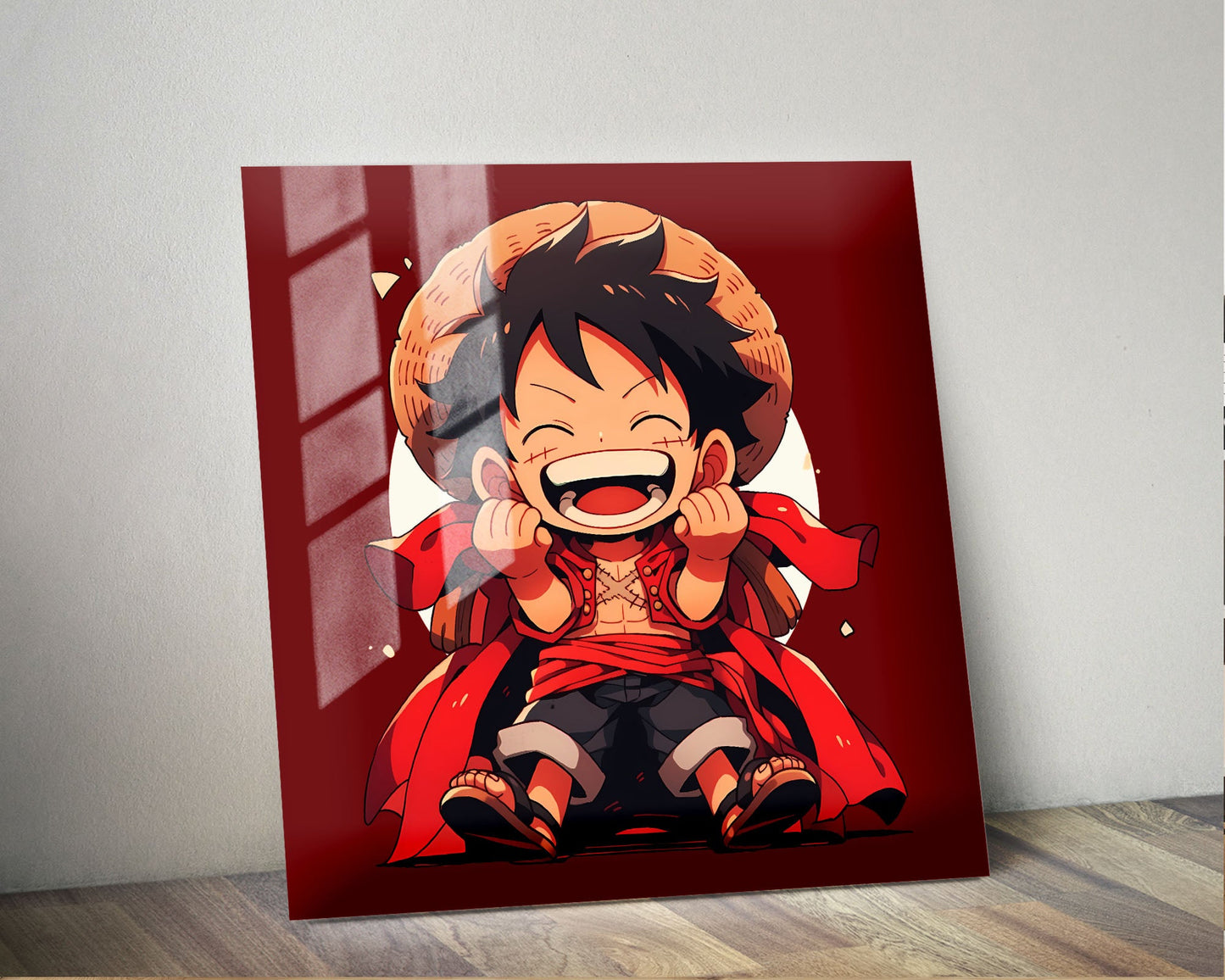 Anime Town Creations Metal Poster Square Chibi Luffy 10" x 10" Home Goods - Anime One Piece Metal Poster