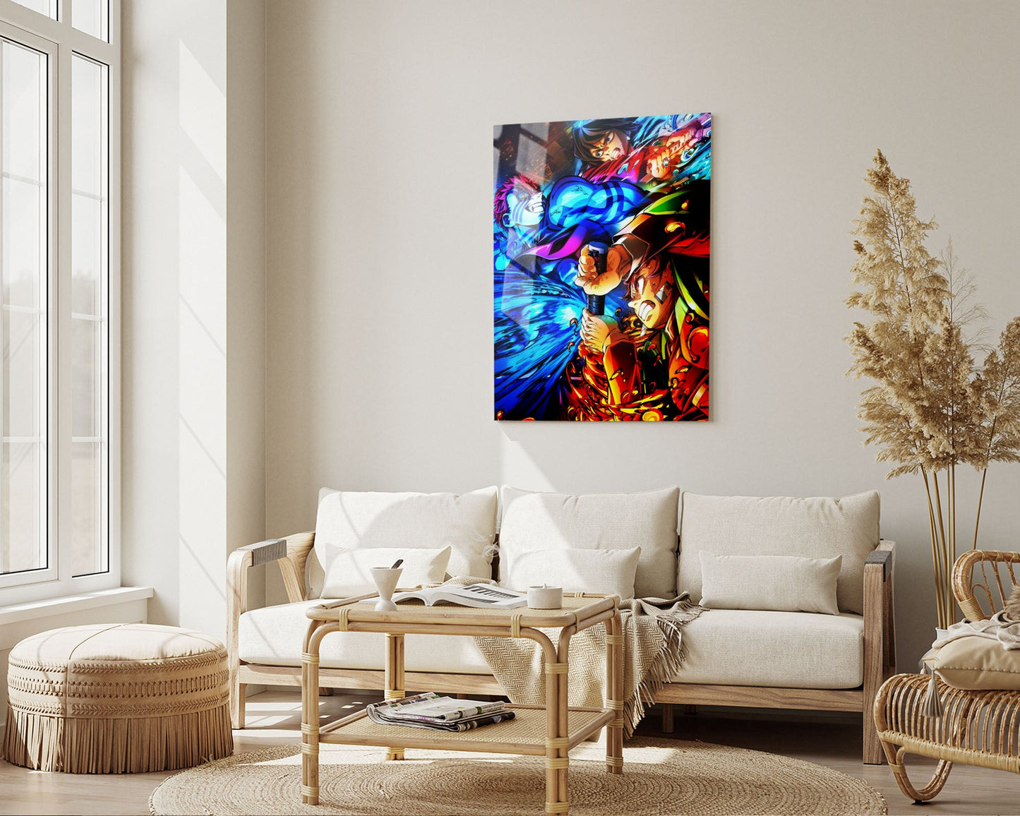 Anime Town Creations Metal Poster Demon Slayer Infinity Castle Tanjiro Giyu vs Akaza 5" x 7" Home Goods - Anime Demon Slayer Metal Poster