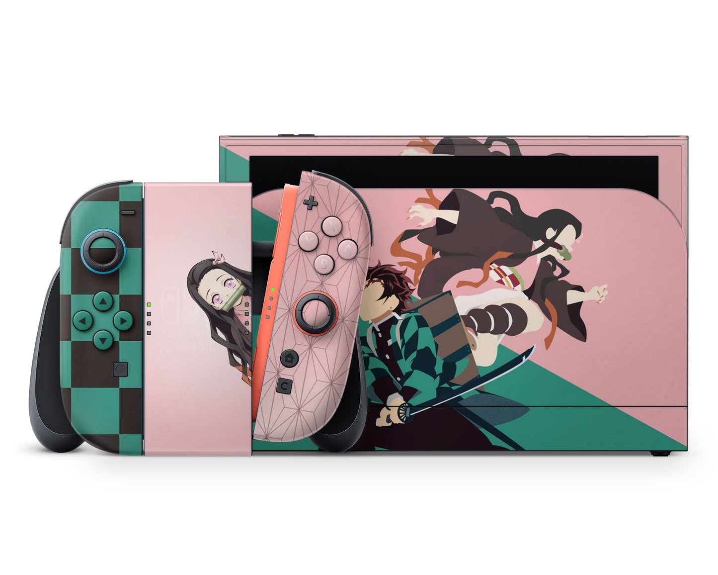 Anime Town Creations Nintendo Switch 2 Demon Slayer Tanjiro & Nezuko Vinyl +Tempered Glass Skins - Anime Demon Slayer Switch 2 Skin