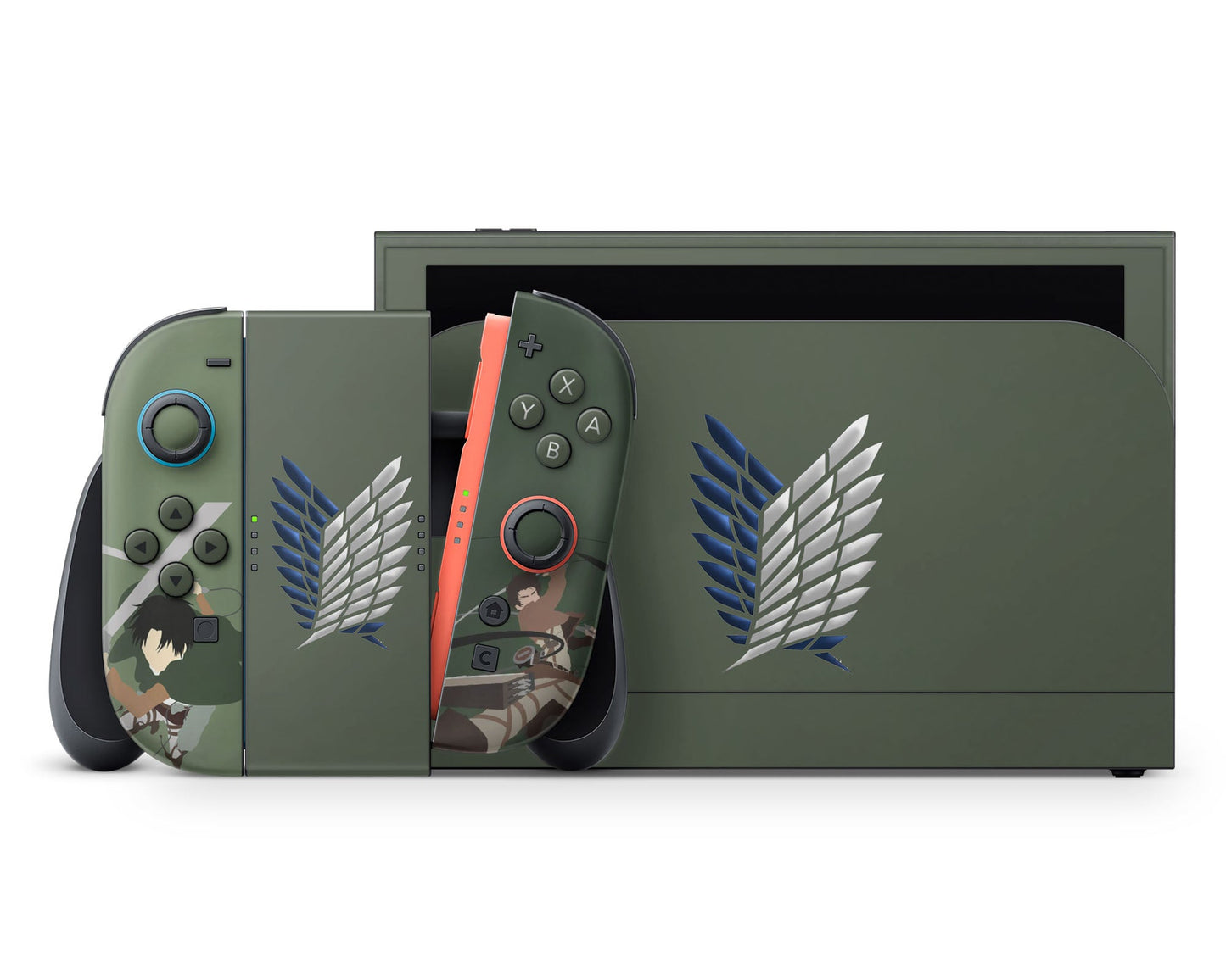Anime Town Creations Nintendo Switch 2 Attack On Titan Survey Corps Green Minimalistic Vinyl +Tempered Glass Skins - Anime Attack on Titan Switch 2 Skin