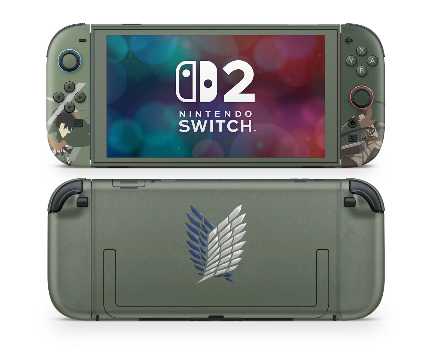Anime Town Creations Nintendo Switch 2 Attack On Titan Survey Corps Green Minimalistic Vinyl only Skins - Anime Attack on Titan Switch 2 Skin