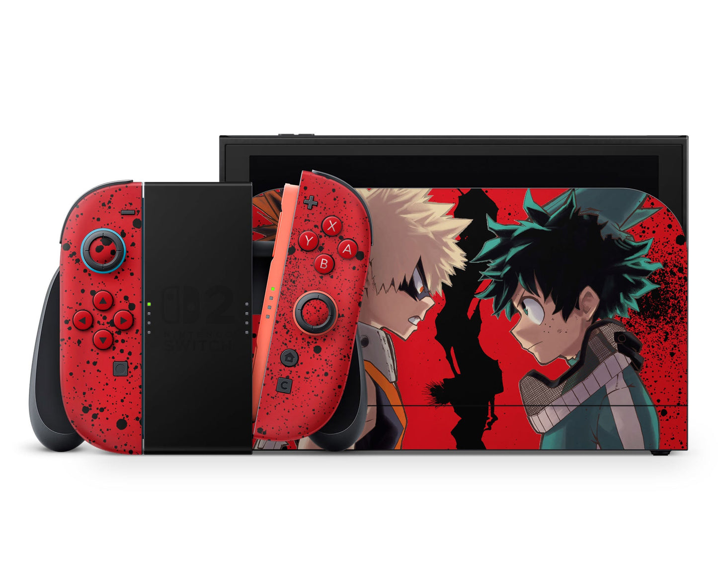 Anime Town Creations Nintendo Switch 2 My Hero Academia Red Vinyl +Tempered Glass Skins - Anime My Hero Academia Switch 2 Skin