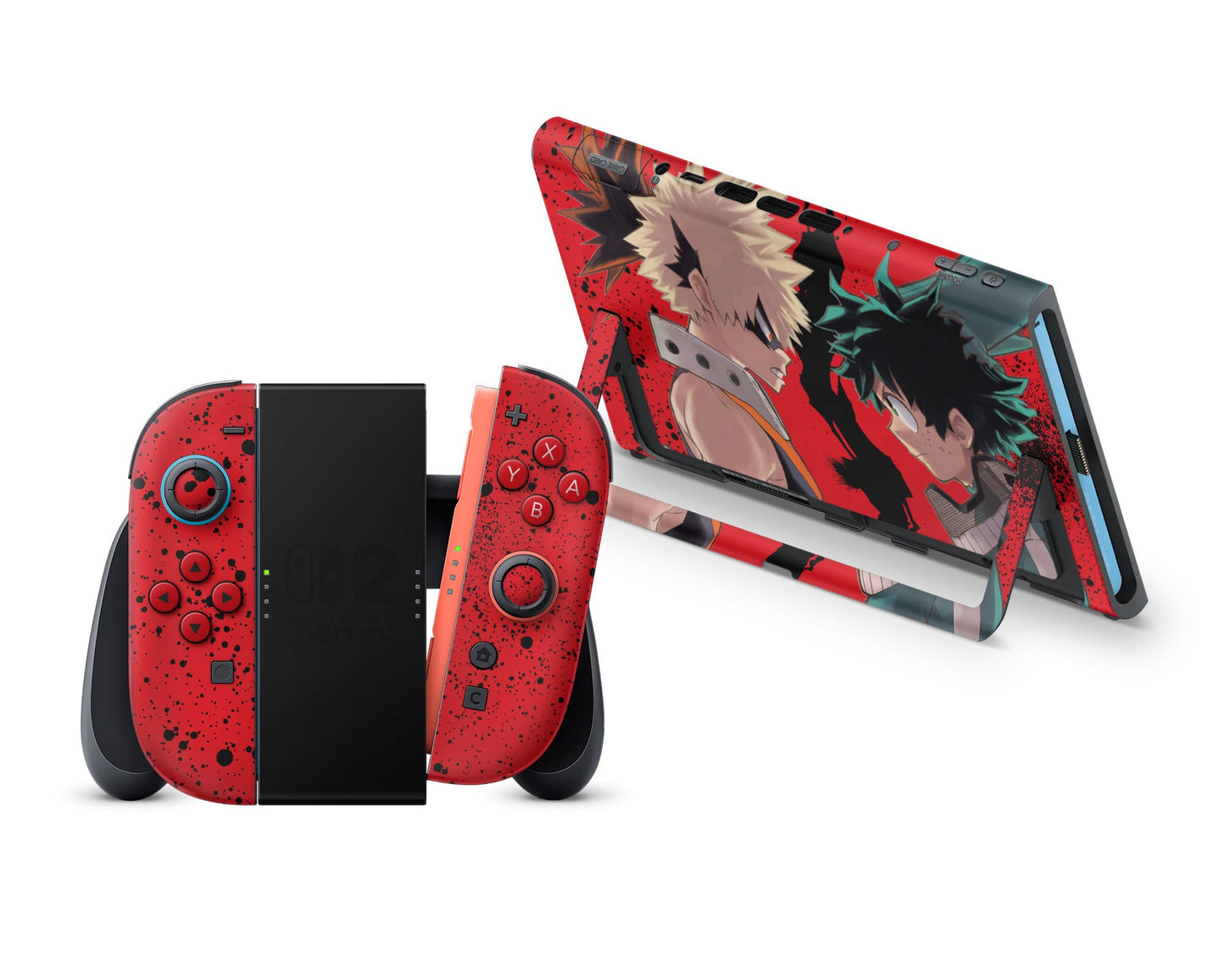 Anime Town Creations Nintendo Switch 2 My Hero Academia Red Vinyl +Tempered Glass Skins - Anime My Hero Academia Switch 2 Skin