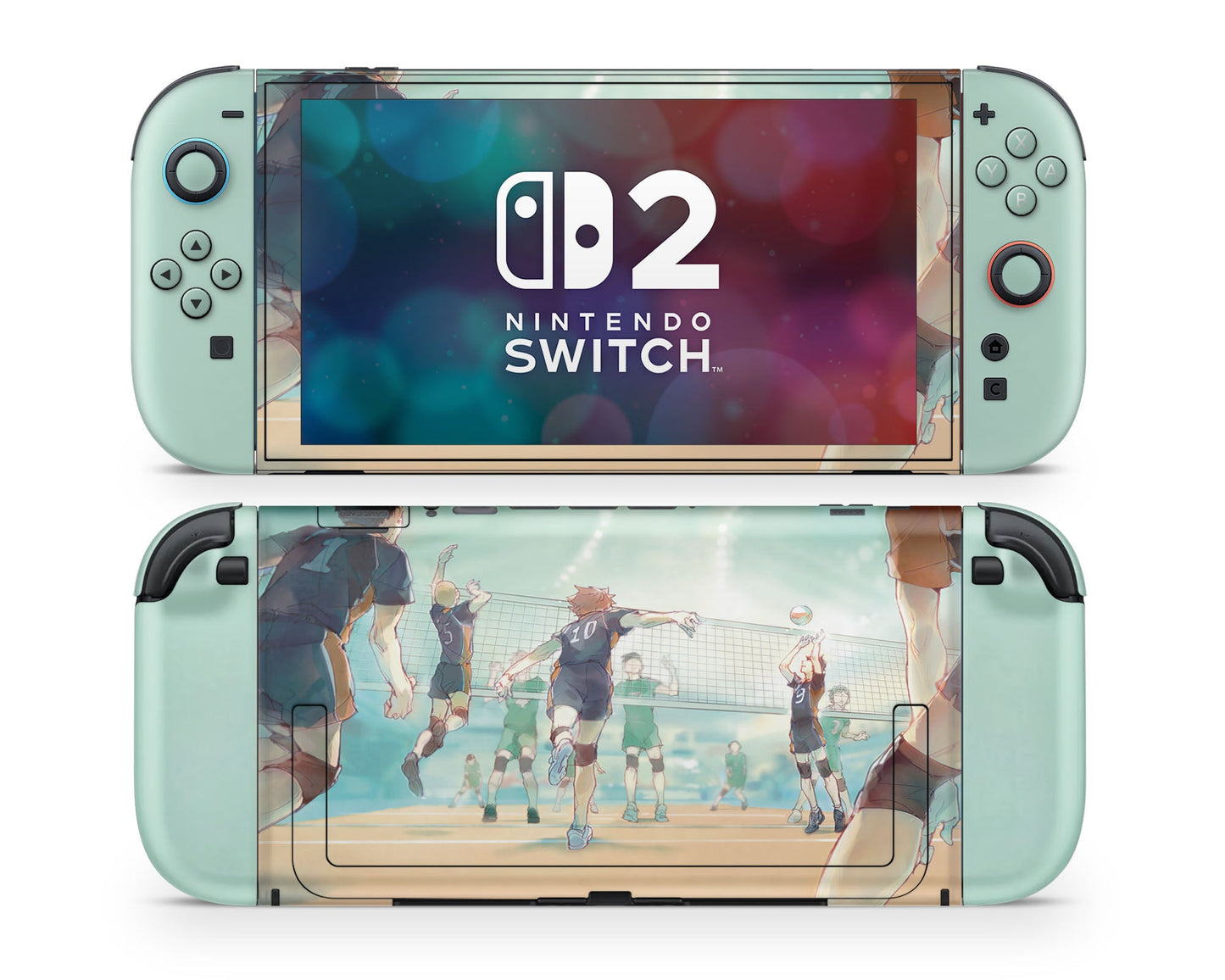Anime Town Creations Nintendo Switch 2 Haikyuu Teal Mint Vinyl only Skins - Anime Haikyuu Switch 2 Skin