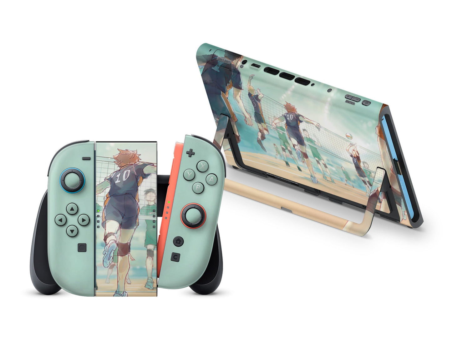 Anime Town Creations Nintendo Switch 2 Haikyuu Teal Mint Vinyl +Tempered Glass Skins - Anime Haikyuu Switch 2 Skin