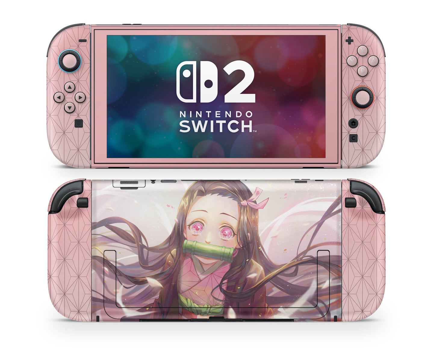Anime Town Creations Nintendo Switch 2 Demon Slayer Nezuko Pretty Pink Vinyl only Skins - Anime Demon Slayer Switch 2 Skin