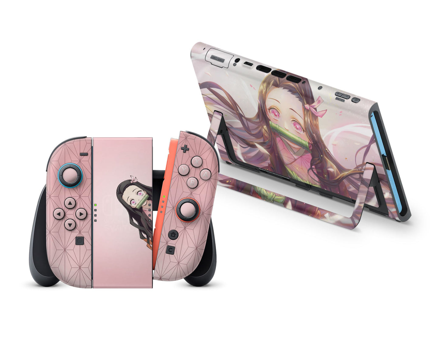 Anime Town Creations Nintendo Switch 2 Demon Slayer Nezuko Pretty Pink Vinyl +Tempered Glass Skins - Anime Demon Slayer Switch 2 Skin