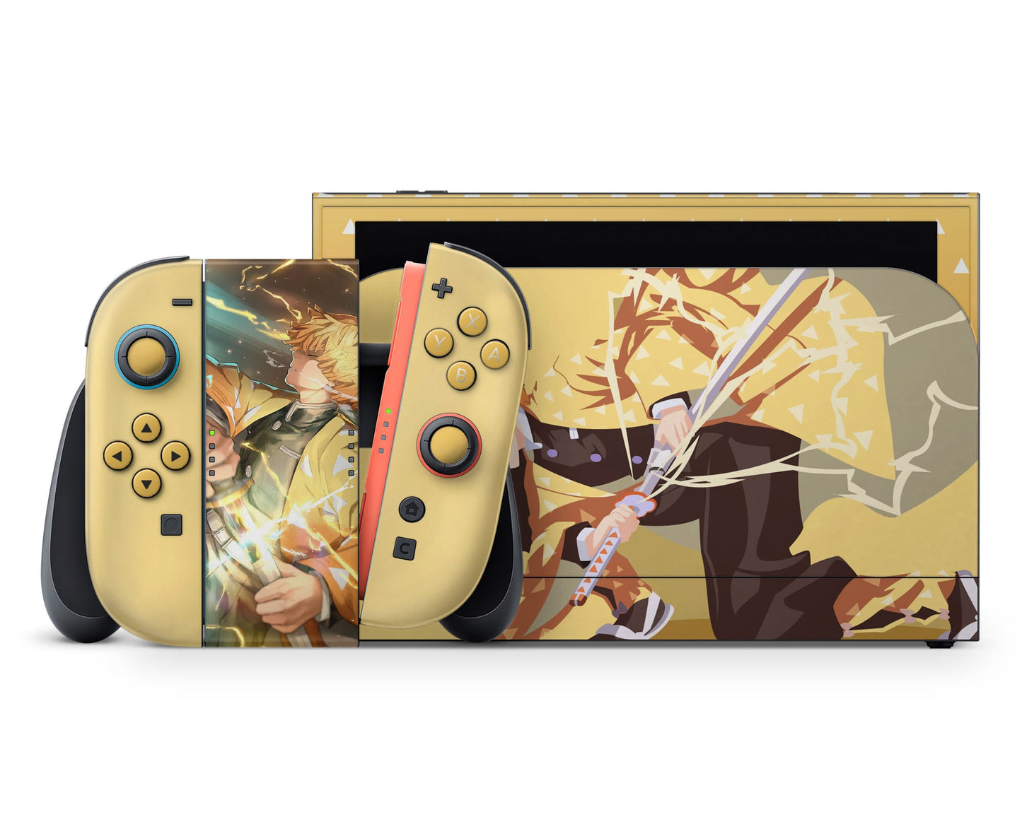Anime Town Creations Nintendo Switch 2 Demon Slayer Zenitsu Lighting Breathing Style Vinyl +Tempered Glass Skins - Anime Demon Slayer Switch 2 Skin