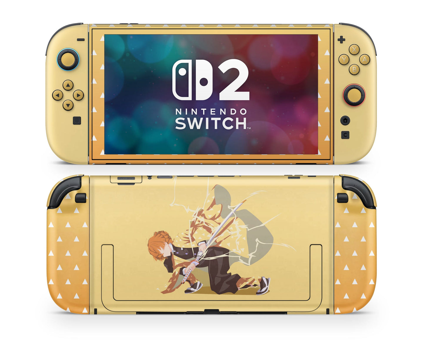 Anime Town Creations Nintendo Switch 2 Demon Slayer Zenitsu Lighting Breathing Style Vinyl only Skins - Anime Demon Slayer Switch 2 Skin
