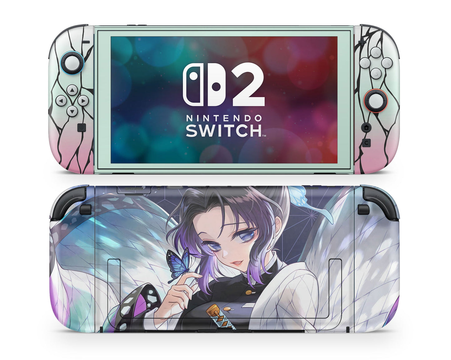 Anime Town Creations Nintendo Switch 2 Demon Slayer Shinobu Insect Style Vinyl only Skins - Anime Demon Slayer Switch 2 Skin